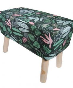 Σκαμπό υφασμάτινο Nextdeco floral με ξύλινα πόδια Υ37x50x27εκ.
