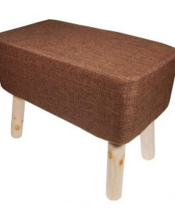 Σκαμπό υφασμάτινο Nextdeco καφέ με ξύλινα πόδια Υ37x35Ø εκ.