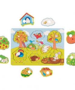 Goki παζλ - σφηνώματα  ξύλινο "Στον κήπο" 30x21εκ. 8 τεμαχίων