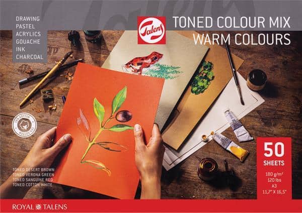 Talens μπλοκ mix θερμών χρωμάτων 50φυλ. Α3 180 γρ.