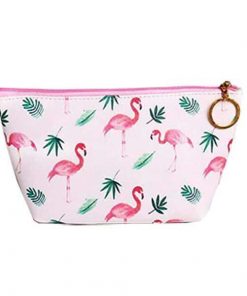 Κασετίνα pu "Flamingo" λευκό-πράσινο Y13x22x16εκ.