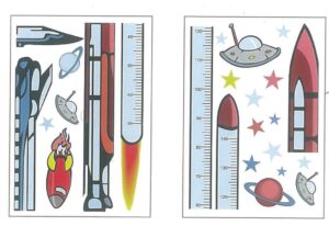 Αυτοκόλλητος υψομετρητής τοίχου 50x70εκ. "πύραυλος"