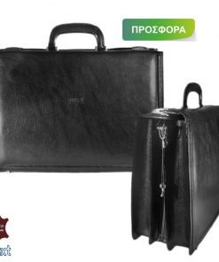 Δερμάτινη τσάντα επαγγελματική 44x12x30εκ. μαύρη
