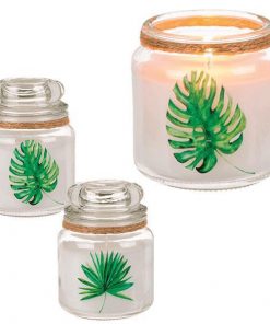 Διακοσμητικό κερί σε γυάλινο βάζο διάφορα σχέδια Υ10εκ.-Ø8εκ.