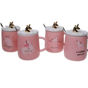 Κούπες κεραμικές "μονόκερος"  κοκτέηλ 4 σχέδια Υ10xØ8εκ.