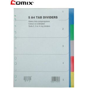 Comix διαχωριστικά πλαστικά ντοσιέ 1-5 θέματα Α4