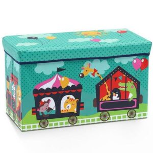 Κουτί αποθήκευσης υφασμάτινο "τρένο με ζωάκια" Υ35x60x30εκ.