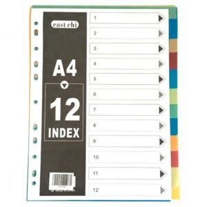 Διαχωριστικά πλαστικά ντοσιέ 1-12 θέματα Α4