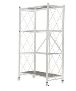 Ραφιέρα μεταλλική Nextdeco αναδιπλούμενη με 4 ράφια λευκή Υ126x72x36εκ.