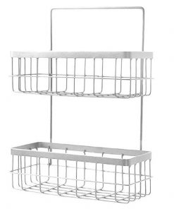 Επιτοίχιο καλάθι, λευκό, μεταλλικό, Υ35x25x10 εκ. βάθος, 2 θέσεις