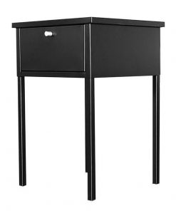 Τραπεζάκι κομοδίνο Nextdeco μεταλλικό με συρτάρι μαύρο Υ60x40x40εκ.