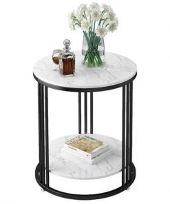 Τραπέζι - κομοδίνο μεταλ. στρογγυλό Υ60εκ. x Ø60 εκ. 2 επιπέδων μαύρο