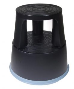 Πλαστικό σκαμπό-σκαλοπάτι με ρόδες, μαύρο Υ43xØ29x45εκ.