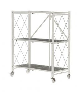 Ραφιέρα μεταλλική Nextdeco αναδιπλούμενη με 3 ράφια λευκή Υ87x72x36εκ.