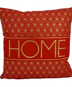 Μαξιλάρι διακοσμητικό βελουτέ "Home" κόκκινο 40x40εκ.