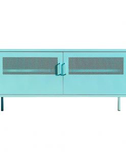 Έπιπλο τηλεόρασης μεταλλικό Nextdeco με ανοιγόμενες πόρτες γαλάζιο Υ60x118x40εκ.