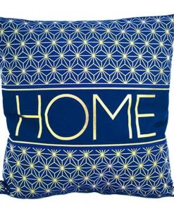 Μαξιλάρι διακοσμητικό βελουτέ "Home" μπλε-ασημί 40x40εκ.