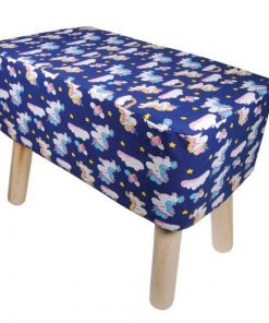 Σκαμπό υφασμάτινο Nextdeco unicorn με ξύλινα πόδια Υ37x50x27εκ.