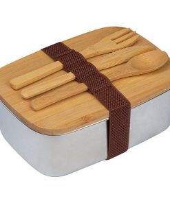 Lunch Box μεταλλικό eco με σετ μαχαιροπίρουνα 18x13x7,2εκ.