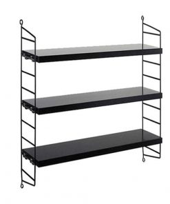 Ραφιέρα επιτοίχια μεταλλική Nextdeco 3 ραφιών μαύρη Υ50x60x15εκ.