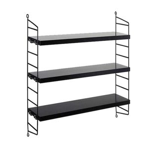 Ραφιέρα επιτοίχια μεταλλική Nextdeco 3 ραφιών μαύρη Υ50x60x15εκ.