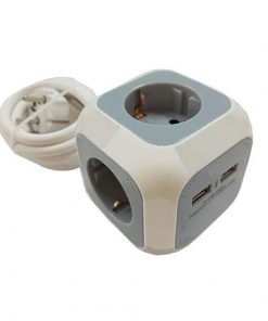 Πολύμπριζο κύβος 3θέσεων - 2 USB, 1,5m μήκος