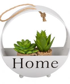 Κασπώ μεταλλικό στρογγυλό HOME λευκό 21,8x8,2x22,4εκ.