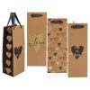 Χάρτινες τσάντες κρασιού Υ33x12x10εκ. κραφτ με καρδιές σε 3 σχέδια