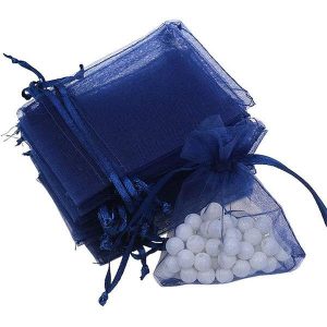 Πουγκιά οργαντέ μπλε 10x8εκ. 100τμχ