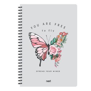 Next trends butterfly τετράδιο σπιράλ 3 θέματα 105 φύλλα 17x25εκ.