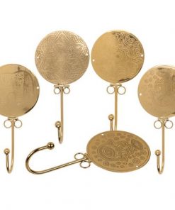 Κρεμάστρα μεταλλική χρυσή ethnic, κοκτέηλ 4 σχέδια Υ21x10,5εκ.