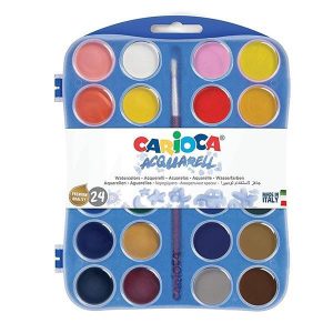 Carioca νερομπογιές 24χρωμάτων των 12ml με πινέλο