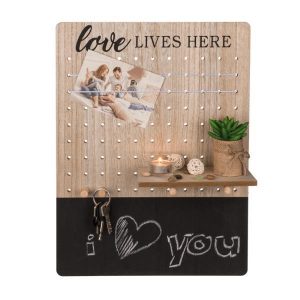 Πίνακας σημειώσεων φελλού «Love lives here» με 1 ράφι και μαυροπίνακα Υ48x36x1εκ.