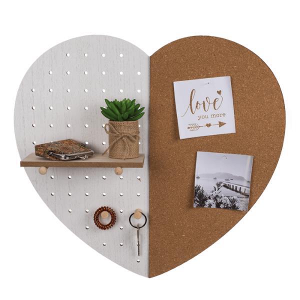 Πίνακας σημειώσεων φελλού σε σχήμα καρδιάς με 1 ράφι, Υ45x49x4εκ.