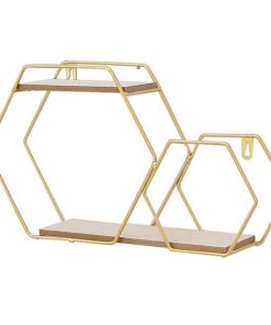 Ράφι επιτοίχιο Nextdeco minimal εξάγωνο χρυσό Υ25x25x12εκ.
