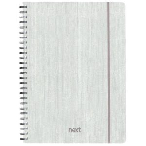 Next fabric τετράδιο σπιράλ λάστιχο λευκό 17x25εκ. 70φ. 2θ