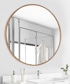 Καθρέφτης επιτοίχιος στρογγυλός Nextdeco χρυσό μεταλλικό πλαίσιο Ø80εκ.