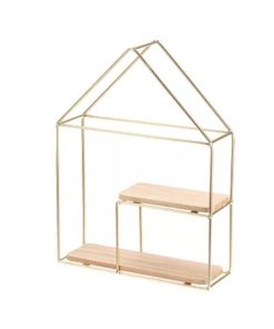 Ράφι επιτοίχιο Nextdeco minimal διπλό χρυσό Υ32,5x24,5x8εκ.