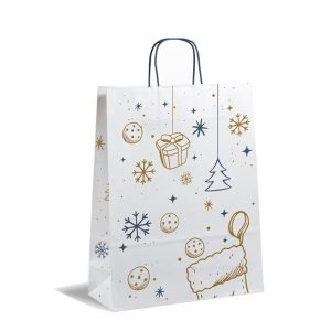 Next χάρτινη τσάντα "Christmas white" Υ35x26x12εκ.