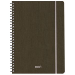 Next fabric τετράδιο σπιράλ λάστιχο καφέ 17x25εκ. 140φ. 4θ