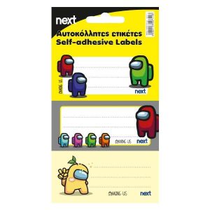 Next 30 ετικέτες τετραδίων "Among us" 8,5x4εκ., αυτοκόλλητες