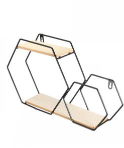 Ράφι επιτοίχιο Nextdeco minimal εξάγωνο μαύρο Υ25x25x12εκ.