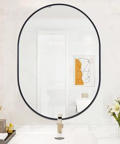 Καθρέφτης επιτοίχιος οβάλ Nextdeco μαύρο μεταλλικό πλαίσιο 60x80εκ.