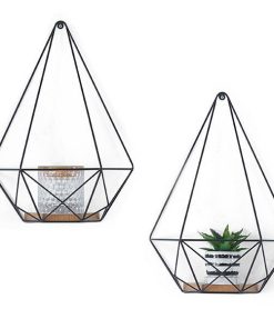 Επιτοίχιο μεταλλικό ράφι-καλάθι σε μαύρο χρώμα 23x20xY44εκ.