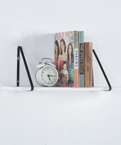 Ράφι επιτοίχιο με μαύρες μεταλλικές γωνίες και επιφάνεια μελαμίνης 70x21xY18εκ.