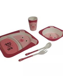 Σετ φαγητού 5 τμχ από bamboo «Pig»