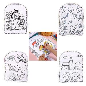 Σακίδιο πλάτης λευκό για ζωγραφική με 7 μαρκαδόρους Υ30x23x10εκ.