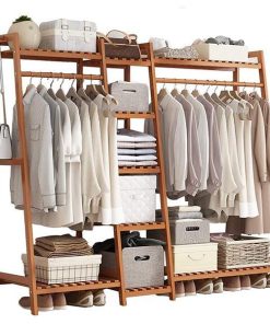 Κρεμάστρα ράγα οργάνωσης ρούχων Nextdeco ξύλινη μπαμπού Υ140x160x40εκ.