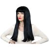 Περούκα μακριά μαλλιά μαύρη με φράντζα