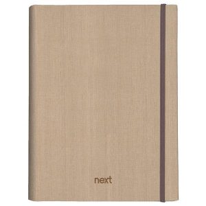 Next Fabric τετράδιo με κρυφό σπιράλ μπεζ με λάστιχο 17x25εκ. 5θεμ., 175φ.